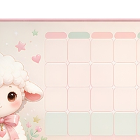 Tapis de Souris Calendrier Mouton Pastel Adorable, Tapis de Bureau en PVC Givré, Tapis d'Écriture pour Bureau