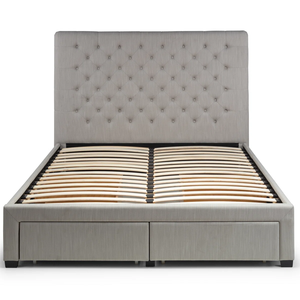 <span class=keywords><strong>Base</strong></span> de Cama Moderna de Tamaño Completo <span class=keywords><strong>con</strong></span> Cajones, Estructura de Madera <span class=keywords><strong>con</strong></span> Listones y Tapicería de Terciopelo - Product Image 4