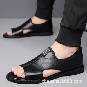 Sandalias para hombre, suela de goma negra, transpirables, planas, estilo veraniego, cómodas, antideslizantes, talla 39 48 - Product Image 1