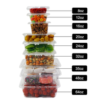 Aangepaste 24Oz Plastic Deli Containers Doorzichtige Huisdier Scharnierende Deksel Container Fraudebestendig Voedsel Container Met Platte Deksel Voor Salade