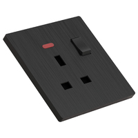 Interrupteur et prise murale ultra-minces en matériau PC, norme sud-africaine KSQ 16A, 1 voie, 2 voies, 3 broches, avec voyant néon