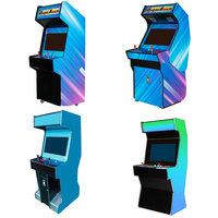 Borne d'arcade classique rétro à monnayeur avec jeux vidéo, joystick et carte de jeu, modèle vertical