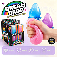 Jouet sensoriel anti-stress extensible en TPR transparent à paillettes en forme de goutte d'eau, cadeau pour enfants et adultes