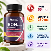 Suplemen Zat Besi Shecome Berkualitas Tinggi 65 mg dengan Vitamin C Meningkatkan Tingkat Energi Suplemen Kesehatan untuk Dewasa Tablet Zat Besi