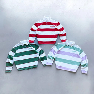 Camisa de Manga Larga con Logotipo Personalizado, Estilo Casual Urbano, Cuello con Botones, Corte Recto, Rayas, Tipo Rugby, Polo, Diseño de Moda - Product Image 1