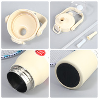 Nouvelle Arrivée Bouteille Sportive Isotherme à Double Paroi en Acier Inoxydable 316 de 1300ml/1600ml avec Poignée et Paille Portable, Isolation Thermique 12-24 Heures