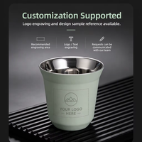 Tasse à café mini en acier inoxydable à double paroi, isolation thermique 0-6 heures, anti-brûlure, 80/160 ml, pour restaurant, camping, vente en gros