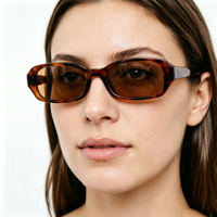 Lunettes de soleil polarisées UV400 pour femmes, polies à la main, avec logo personnalisé, style vintage petit rectangle Y2K, en acétate épais – Collection 2026