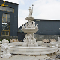 Fontaine d'eau en marbre blanc sculpté sur mesure pour jardin extérieur, décoration publique, grande taille, 3 niveaux