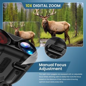 Lunettes de Vision Nocturne 4K pour Adultes Jumelles Thermiques Zoom 10X Carte TF <span class=keywords><strong>Infrarouge</strong></span> à 9 Niveaux de 32 Go Design Compact Photo Vidéo - Product Image 3