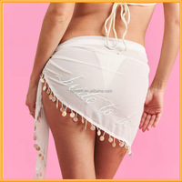 Robe de plage en mousseline brodée avec motif lettres, 1 pièce, pour femme, idéale pour les enterrements de vie de jeune fille et les accessoires de plage
