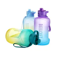 Спортивная пластиковая мотивирующая бутылка для воды с крышкой из соломы Everich, 2,2 л, маркер времени на заказ, не содержит Бисфенол А