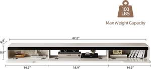 Meuble <span class=keywords><strong>TV</strong></span> flottant, meuble <span class=keywords><strong>TV</strong></span> mural, <span class=keywords><strong>console</strong></span> <span class=keywords><strong>sous</strong></span> <span class=keywords><strong>TV</strong></span>, étagère multimédia flottante pour chambre salon - Product Image 2