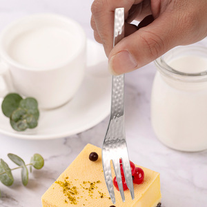 304 Stainless Steel <b>Dessert</b> Spoons and <b>Forks</b>, Creative Fruit <b>Forks</b>, Hammered Ice Cream Spoons, Japanese Style Coffee Stirring - Product Image 4