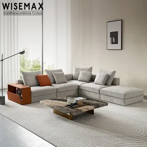 WISEMAX-Conjunto de sofás modulares de tela italiana, sofá seccional en forma de L, conjunto de sofás de ocio con mesa lateral