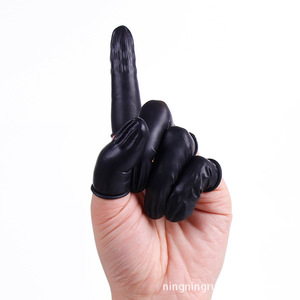 Guantes de látex negros texturizados antiestáticos para uso en fábrica - Product Image 1