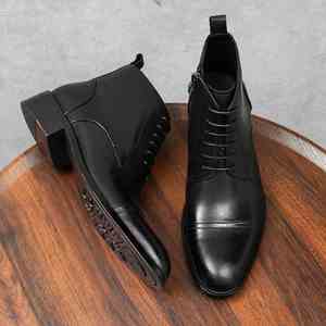Chaussures pour hommes en cuir imprimé au laser, à bout pointu et lacets, de haute qualité, design tendance, pour les fêtes d'automne, les affaires et les mariages - Product Image 4