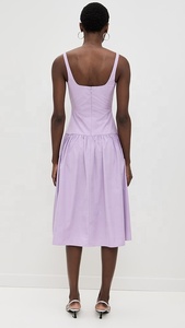 Robe longue d'été personnalisé<span class=keywords><strong>e</strong></span> en coton pour femme, col carré, style décontracté et confortable, couleur violette - Product Image 2