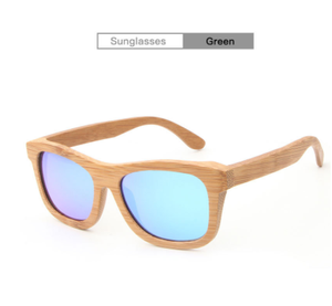 Lunettes de soleil à monture en bambou pour hommes et femmes, polarisées UV400, lunettes carrées rétro pour activités de plein air, cadeau - Product Image 1