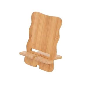 Soporte para teléfono de bambú con forma de almohada, soporte de escritorio para teléfonos inteligentes, organizador multifuncional con base de madera - Product Image 1