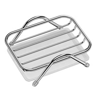 Zeepbakje van roestvrij staal, zelfdrainerende zeephouder met verwijderbare afvoerbak, metalen zeepbeschermer voor aanrecht, badkamer en keuken