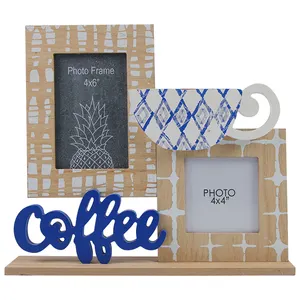 Cooffee-Cuadro de madera con letras grandes, múltiples marcos de apertura con marco de soporte de Taza, a la moda