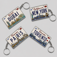 Porte-clés en métal émaillé en gros, plaque d'immatriculation personnalisée, logo sur mesure, souvenir touristique de ville canadienne, cadeau de voyage international