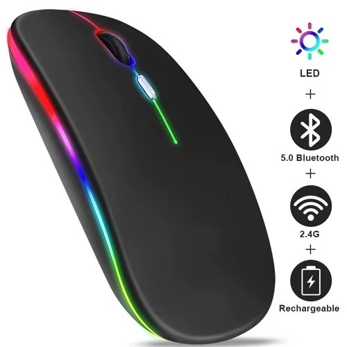 High-Quality Wireless 2.4G BT Dual Mode Thin LED Backlit Computer Mouse for PC and Laptop Gaming Custom Charge