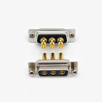 Konektor Kabel D-Sub 3W3 3 Pin Arus Tinggi Tipe Kawat Solder Pria Wanita Berlapis Emas Padat dengan Mur Pengunci Depan