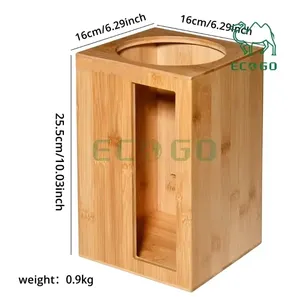 ถุงใส่ขยะไม้ไผ่ธรรมชาติ16*16*25.5ซม. ตัวจัดระเบียบถุงพลาสติกประหยัดพื้นที่ - Product Image 2