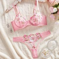 Set Lingerie Erotis dan Seksi Model Baru 2026 Eropa dan Amerika, Nyaman, Bordir, Transparan, Motif Bunga, Erotis dan Seksi