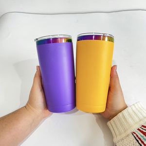 Lot de 12 gobelets à café en acier inoxydable plaqué arc-en-ciel holographique de 20 oz sans BPA avec logo personnalisé pour gravure laser personnalisée - Product Image 2