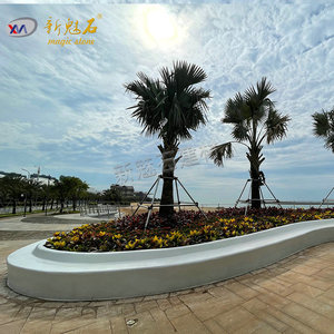 Nuevo Banco de Jardín de Piedra Mágica UHPC, Hecho a Medida, Color Blanco Grisáceo, Asientos para Paisajismo - Product Image 1