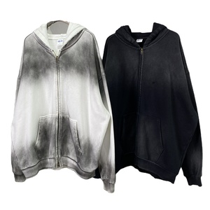 Men's Retro Old Fashion <b>Hoodie</b> High Quality Custom Embroidery 3D Oversize Loose Wash <b>Thin</b> Style Long Dirty Dyeing 100% Cotton - Product Image 1