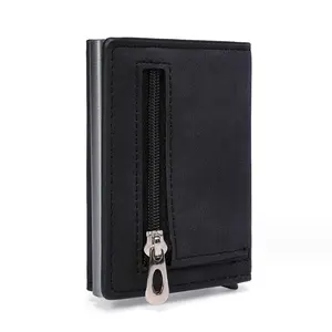 solid color printing wallet key chain accessories pu leather card id holder