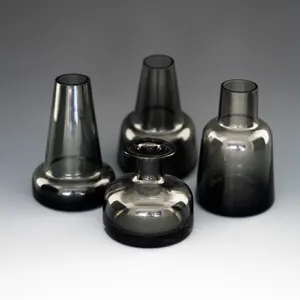 Handmade cone shape tall glass tabletop vase replacement support oem customized round bf005-c