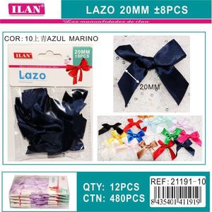 ILAN Lazo 20mm Ruban bleu marine Nœuds 8 pièces Décorations artisanales - Product Image 3