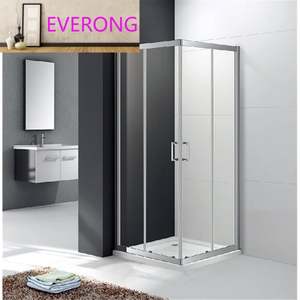 Panneaux de <span class=keywords><strong>douche</strong></span> en verre trempé 6mm 8mm au design moderne, <span class=keywords><strong>porte</strong></span> coulissante à cadre en acier inoxydable <span class=keywords><strong>avec</strong></span> style ouvert en laiton pour hôtels - Product Image 2