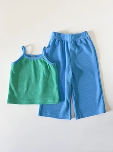 Per bambine e bambine con canotta a coste e pantaloni larghi 2 pezzi Set di vestiti per ragazze - Product Image 3