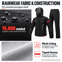 Ensemble de pluie réfléchissant et imperméable personnalisé en pongé enduit PU, veste et pantalon avec capuche amovible et couvre-chaussures en option, vente en gros