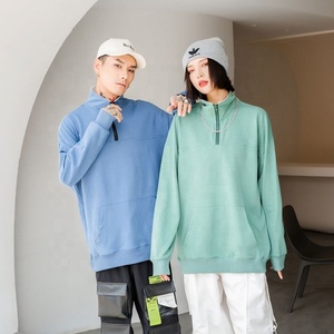 Venta al por mayor de alta calidad en blanco de talla grande suéteres de media cremallera de dos tonos de color sudaderas Unisex - Product Image 3