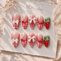 Ongles à presser en acrylique faits main, courbe amande moyenne française, en PMMA doré de qualité supérieure, couvrance totale, amovibles et réutilisables, 10 pièces