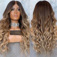 Perruque à queue de cheval haute, couleur ombrée brun cendré, vague lâche, double trame, cheveux humains casher, dentelle transparente HD 360, perruques à dentelle frontale