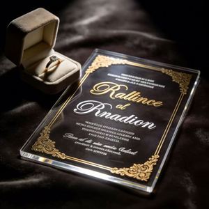 Luxury Printed Acrylic Wedding Invitation with Metallic Ink or Foil, Heirloom Keepsake for Destination Wedding and Anniversaries - Product Image 1