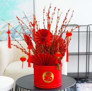 Décoration du Nouvel An, fleur rouge, saule préservé, saule séché, fleur de saule pour la décoration de la maison et des magasins - Product Image 2