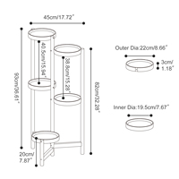 Support de jardinière à 5 niveaux Support de pot de fleur en bambou à coin haut pour patio de jardin