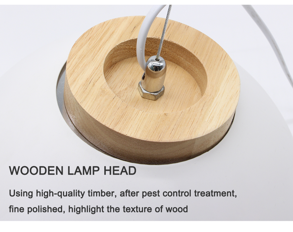 Modern White Pendant Light Simple Restaurant Coffee Shop Wood Grain Single-head Semicircular hanging lamp