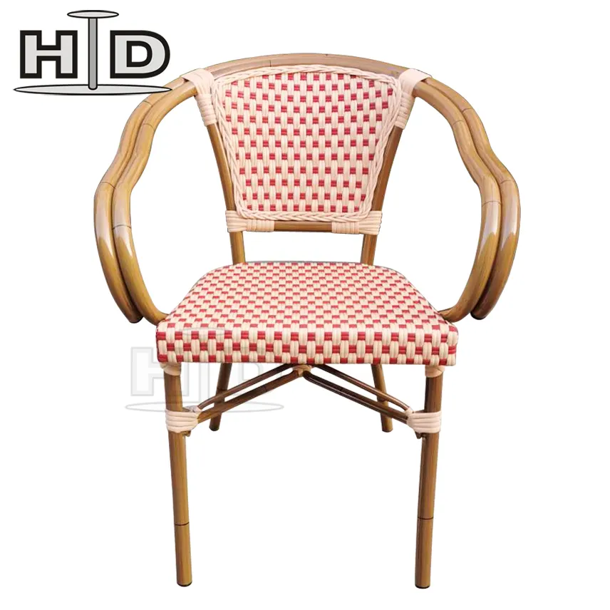 קלאסי עיצוב עמיד למים נצרים קש כסאות ביסטרו ריהוט גן חיצוני כיסא אלומיניום מסגרת