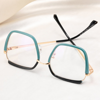 Gafas de Diseño Cuadradas Extra Grandes de Metal TR90, Gafas Anti Luz Azul 2025, Montura de Gafas Coloridas para Mujer