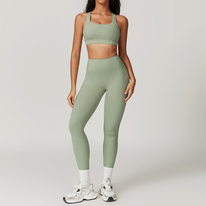 Sujetador <span class=keywords><strong>deportivo</strong></span> personalizado de <span class=keywords><strong>alto</strong></span> <span class=keywords><strong>impacto</strong></span> con espalda cruzada para mujer y conjunto de pantalones de Yoga Fitness entrenamiento de moda conjuntos de Yoga conjunto <span class=keywords><strong>deportivo</strong></span> de dos piezas - Product Image 2